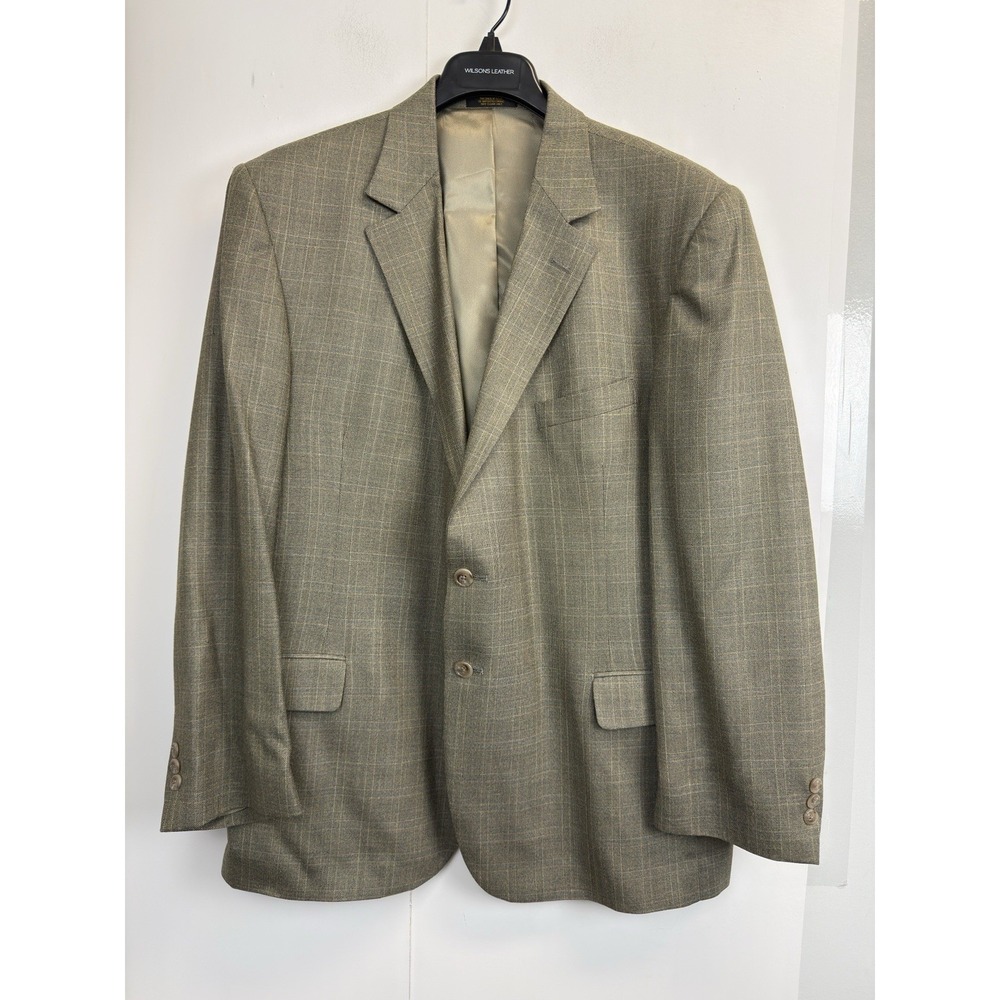 Stewarts Mens Wear 48R Olive Plaid Blazer Sport Coat Jacket Career Wear Business
